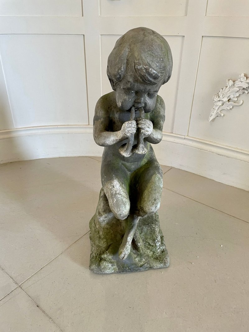 Unusual Antique Victorian Quality Lead Satyr Musician